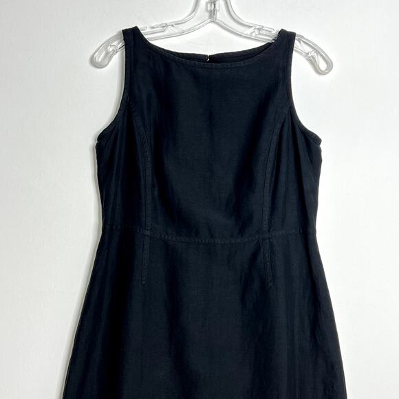 Sigrid Olsen Sleeveless Embroidered Silk Linen A Line Dress Black White Womens 4 - Picture 3 of 12